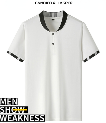 C&J Men's 2023 New Round Neck Short Sleeve T-shirt Leisure Elastic Short Sleeve_voghion.com