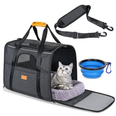 pet outing crossbody shoulder bag breathable foldable hand held cat bag car travel pet bag_voghion.com