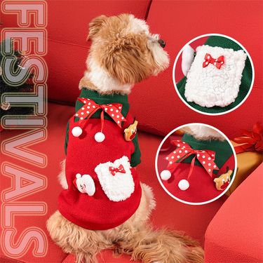 New Pet Christmas Outfit Autumn Winter Teddy Bichon French Bulldog Cat Thickened Fleece Sweatshirt Dog Clothes_voghion.com