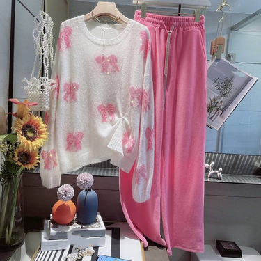 Women's Clothing Hot Diamond Sparkling Soft Girl First Love Age Reducing Mohair Bow Thin Gentle Style Sweater_voghion.com