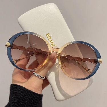 New Vintage Round Frame Sunglasses Gradient Colorful Trendy Fashion Women Female Eyewear Luxury Brand Designer Shades for Ladies_voghion.com
