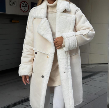 Winter Furry Suede Coat Suit Collar Long Cardigan Long Sleeve Plush Jacket_voghion.com