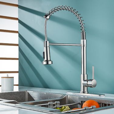 Black Dual-Function Spring Kitchen Tap Hot And Cold Swivel Spout Splash-Proof Sink Faucet_voghion.com