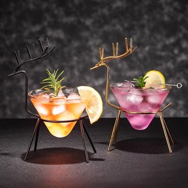 INS Deer Iron Art Personalized Western Wine Creative Cocktail Cold Drink Mixing Glass Dessert Cup_voghion.com