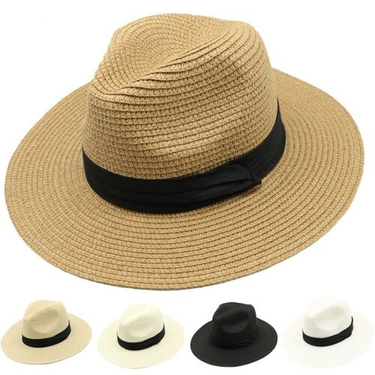 Men's and Women's Panamanian Style Sun Hat with Wide Edge Compression Fedora Straw Summer_voghion.com