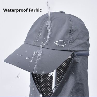 Fashion Outdoor Quick Drying Waterproof Bucket For Men Detachable Baseball Cap Summer Anti UV Sun With Neck Flap Male Hiking Hat_voghion.com