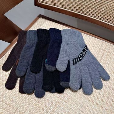 boy Boy Boy Korean Style Knitted For Men, Warm And Cold-Proof, Touchscreen Plush Gloves, Winter Student Cycling Fingerless Gloves_voghion.com