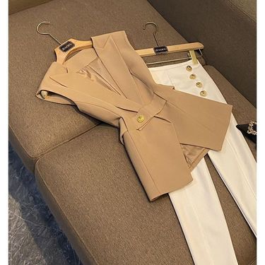 Women's Clothing belt sleeveless slim fit suit vest vest_ecoleips.com