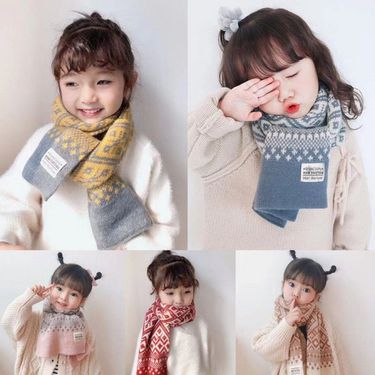 Children's Girls' Autumn and Winter New Style, Trendy Baby Knitted Wool Scarf, Fashionable, Versatile, Windproof, Boys'_voghion.com