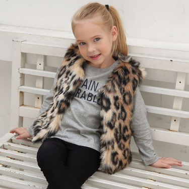 kid's clothing Children's leopard fur short vest fashion warm waistcoat temperament casual trend vest_voghion.com