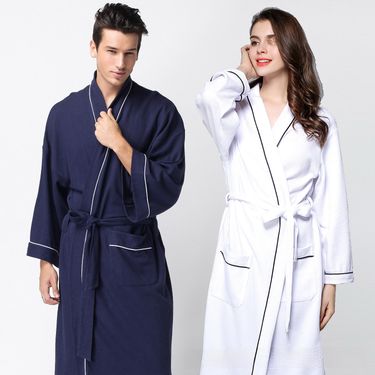 Couple's Cotton Robe Set - Hotel Waffle Bathrobes (XL)_voghion.com