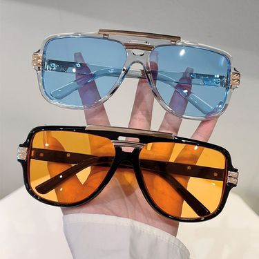 New Retro Square Sunglasses Men's Fashion Metal Decoration Photo Anti-glare Sunglasses Women_voghion.com