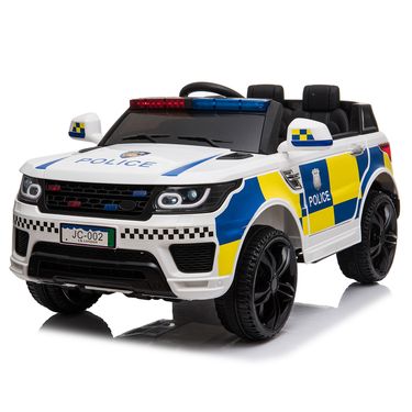 12V Dual-Drive Remote Control Police Car With 2.4G RC, LED Lights & MP3 Player, 3 Speed Modes For Kids Ages 3-8, White_voghion.com