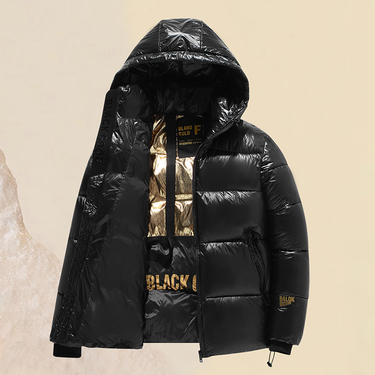 Black gold down cotton for both men and women, 2023 winter mid to long length couple, student outerwear, thickened warm_voghion.com