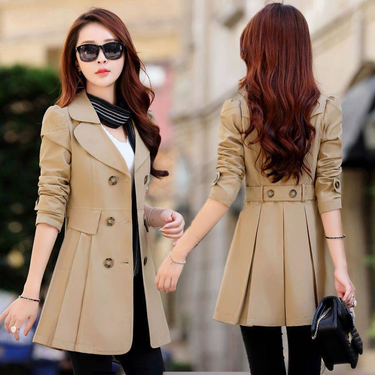 Windbreaker Women's Coat Spring and Autumn Apparel Slim Mid length Versatile Casual Coat Women_voghion.com