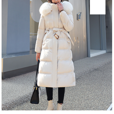 Women's Warm Jacket Padded Jacket Women's Long Over The Knee Large Fur Collar Padded Jacket Thick Loose Large Size Padded Jacket_voghion.com