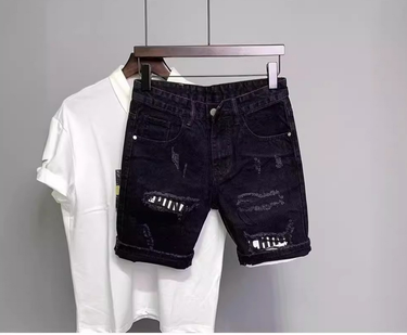 2024 High Street Denim Shorts Men's Design Niche Summer Shorts Men's Loose Mid-Length Pants One Piece Dropshipping_voghion.com