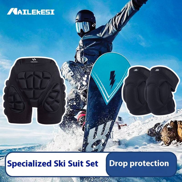 Professional Ski Protective Gear Set - Adjustable Knee & Elbow Pads With Hip Protection For Men & Women - Breathable & Impact-Resistant For Skiing_voghion.com