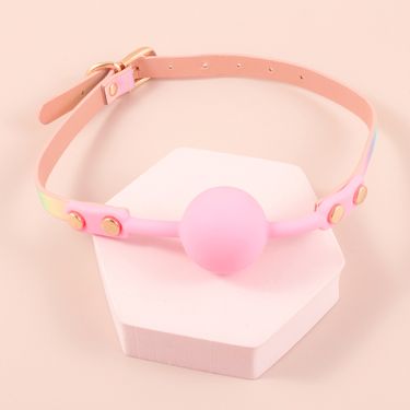 SM Sexual Training Shackles Adult Sex Silicone Pink Ball Rainbow Gradient Color Mouth Plug_voghion.com