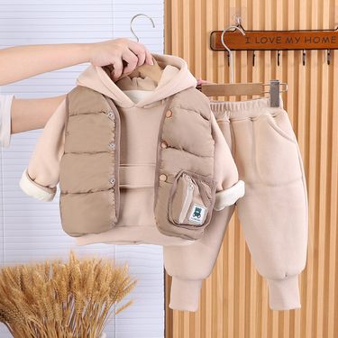 Kid's Clothing Boys suits autumn and winter 2024 new style children's plush three piece suits children's baby clothes winter trendy clothes_voghion.com