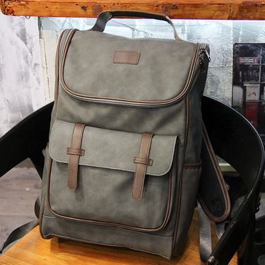 Korean Version Of The Street Fashion Men's Leather Large-capacity Leisure Backpack_voghion.com