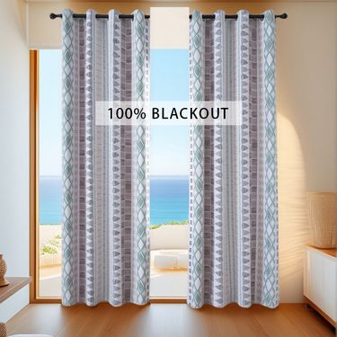 Nordic Blackout Curtains - Polyester Thermal Insulated Eyelet Drapes With Geometric & Floral Prints (130x160cm To 130x270cm) For Living Room & Bedroom_voghion.com