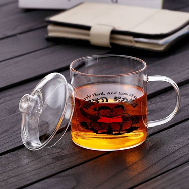 700ml Vintage Chinese Glass Mug – Heat-Resistant Borosilicate Glass With Handle, Retro Slogan Design For Tea, Coffee & Gifts (World Map/Study Hard)_voghion.com