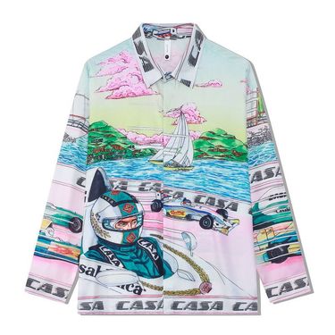 men's clothing Fashion Brand High Street Racing Long Sleeve Shirt Casual Beach Men's Loose Cardigan_voghion.com