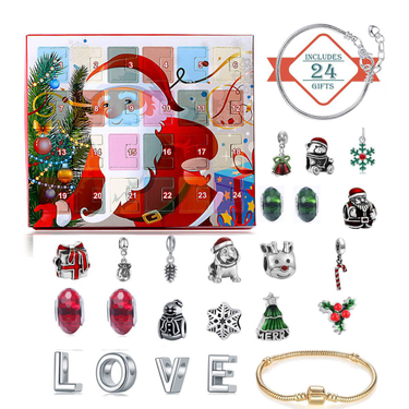 Christmas jewelry calendar gift box set diy beaded blind box Christmas love bracelet gift_voghion.com