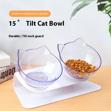Cat tilted at 15 degrees, face, cat food dual-use for eating and drinking, dog bowl, cervical protection, pet bowl_voghion.com