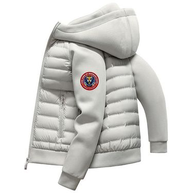 Urban Tech Hooded Jacket For Men & Women - Lightweight Winter Coat With Contrast Paneling, Water-Resistant Polyester (White, Black)_voghion.com