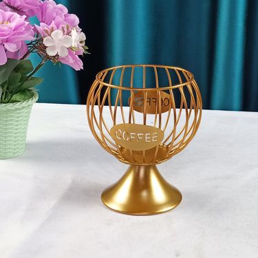 Factory direct creative wrought iron coffee capsule storage basket large fence base jelly frame Saint Cup wrought iron ornaments_voghion.com