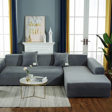 Home Textile Thickened Solid Color Plush Sofa Cover Elastic Non Slip High End Nordic Simple_voghion.com
