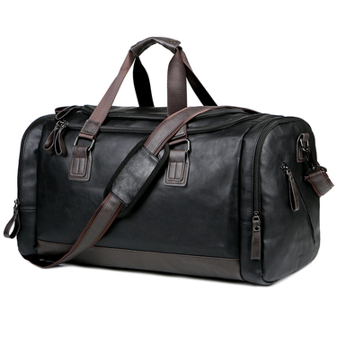 Men's PU leather oversized travel bag, business travel luggage bag, travel backpack, hand-held shoulder bag_voghion.com