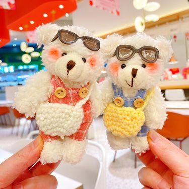 Creative Plush Pendant Shoulder Bag Sunglasses Bear Cartoon Clothing Bag Keychain Doll Doll Student Gift Accessories_voghion.com