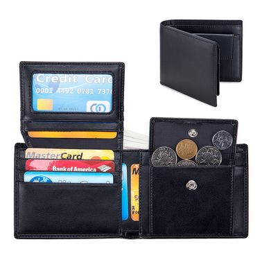 Leather Men's Money Clip Short Three Fold Wallet Rfid Anti-theft Wallet_voghion.com