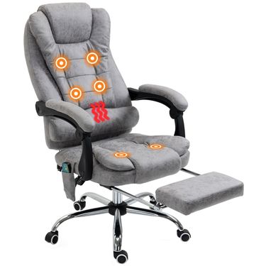 Bürostuhl Mit Massagefunktion, Liege- & Wärmefunktion, Grau_voghion.com