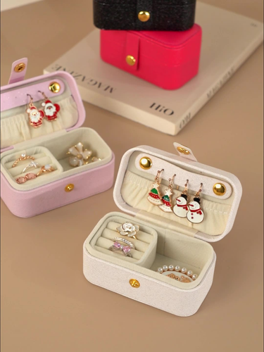 Portable Jewelry Box Jewelry Organizer Display Travel Jewelry Case Boxes Button Leather Storage Zipper_voghion.com