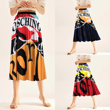 New Half Skirt Fashion Women's Printed Cartoon Pleated Half Skirt_voghion.com