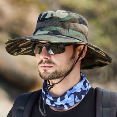 Fashion Bucket Men Women Camouflage Breathable Anti-UV Outdoor Suns Hiking Camping Fishing Beach Travel Hat Wide Brim Panama_voghion.com