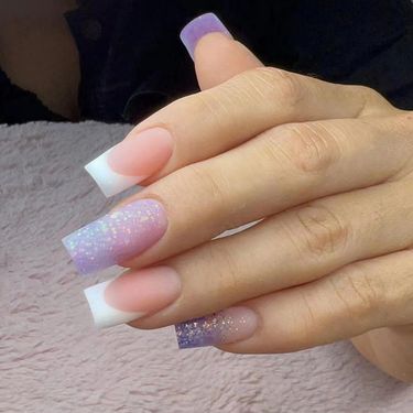 Frosted Taro Mud Nail Art Blue Purple Glitter Nails Simple Sweet Ins Style_voghion.com