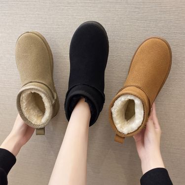 Fashion casual thick soles with velvet warm slip-on students cotton shoes woman_voghion.com