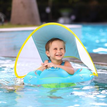 Baby Swimming Float With Canopy Inflatable Infant Floating Ring Kids Swim Pool Accessories Circle Bathing Summer Toys_voghion.com