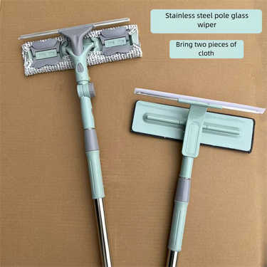 Household Window Silicone Double-Sided Cleaner Glass Telescopic Rod Floor Water Pusher Scraper Cleaning Tool_voghion.com