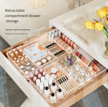 Drawer Retractable Compartment Cosmetics Storage Box Classification And Organization Lipstick Perfume Brush Storage Kitchen Storage_voghion.com