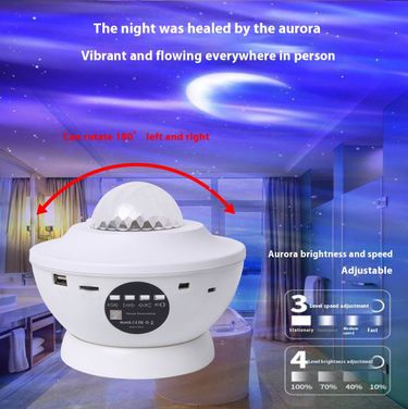 Aurora Borealis & Moon Night Light Projector – Bluetooth Star Lamp With Remote Control (Battery/USB Powered)_voghion.com