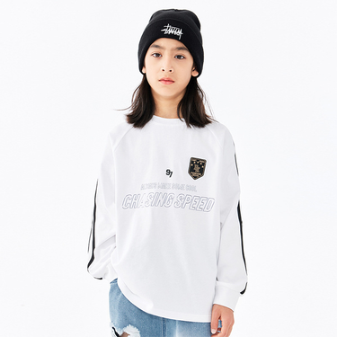 mother & kids spring new high street retro girls boys long-sleeved T-shirts for middle and large children children's loose tops_voghion.com