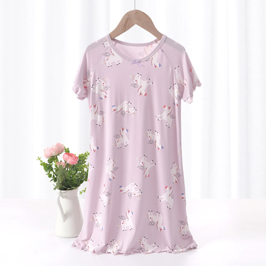 Adults Can Wear Children's Nightdress Summer Short Sleeve Thin Breathable Modal Body Feel Large Children's Home Wear Pajamas_voghion.com