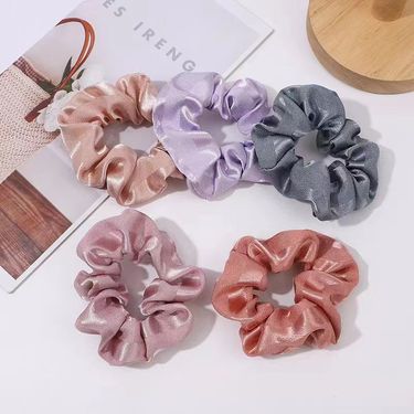 European and American cross-border solid color crystal double noodles large intestine hair band French retro fat sausage fabric hair accessories_voghion.com