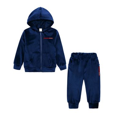 Kids' Velour Tracksuit Set - Paris-Inspired Two-Piece With Silicone Logo, Trendy Unisex Outfit_voghion.com